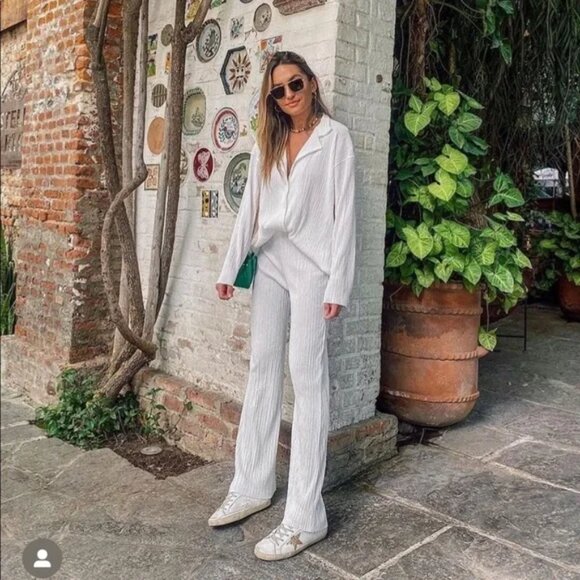 Storets Maria Flared Leg Plisse Pants S/M - Picture 5 of 15